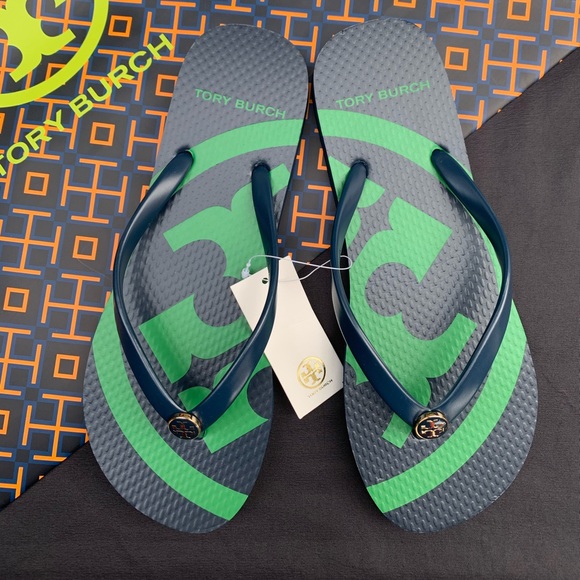 NWT Tory Burch Emory Flip Flop Flat Logo Sandals - Picture 2 of 12